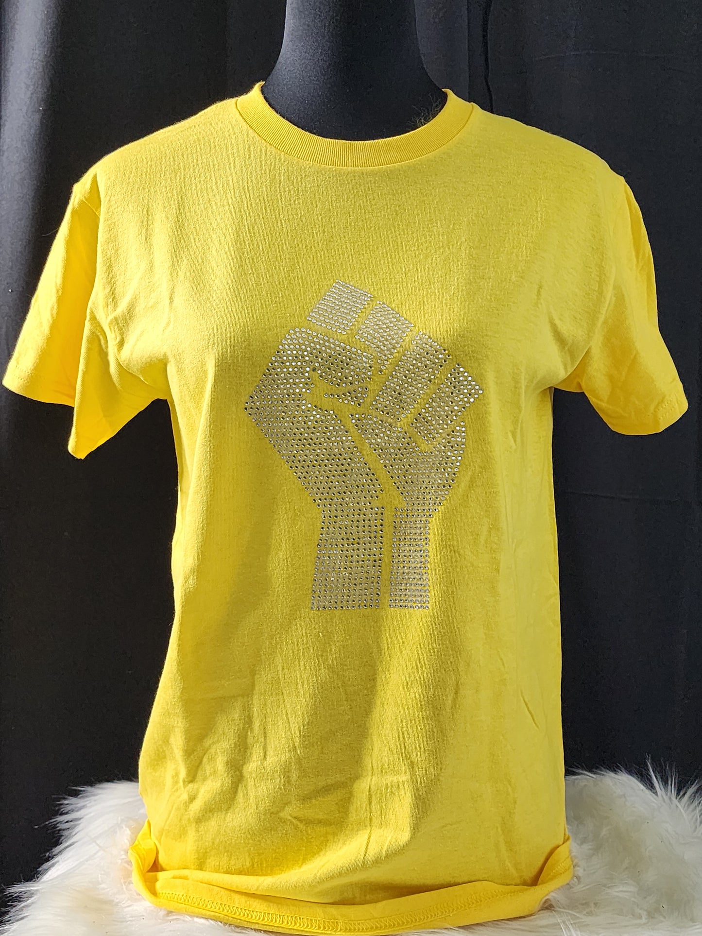 Black Power Fist Bling Tee