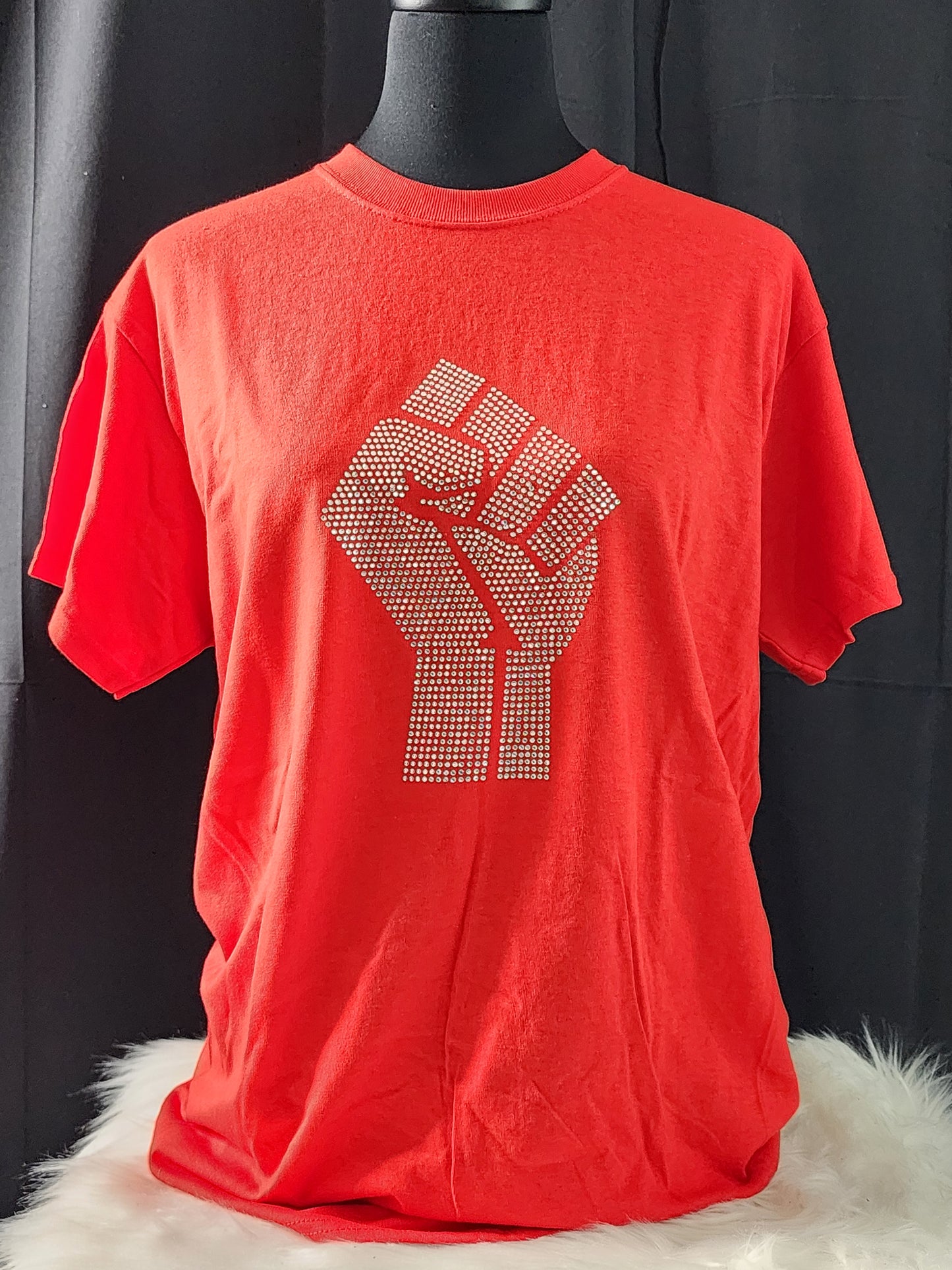 Black Power Fist Bling Tee