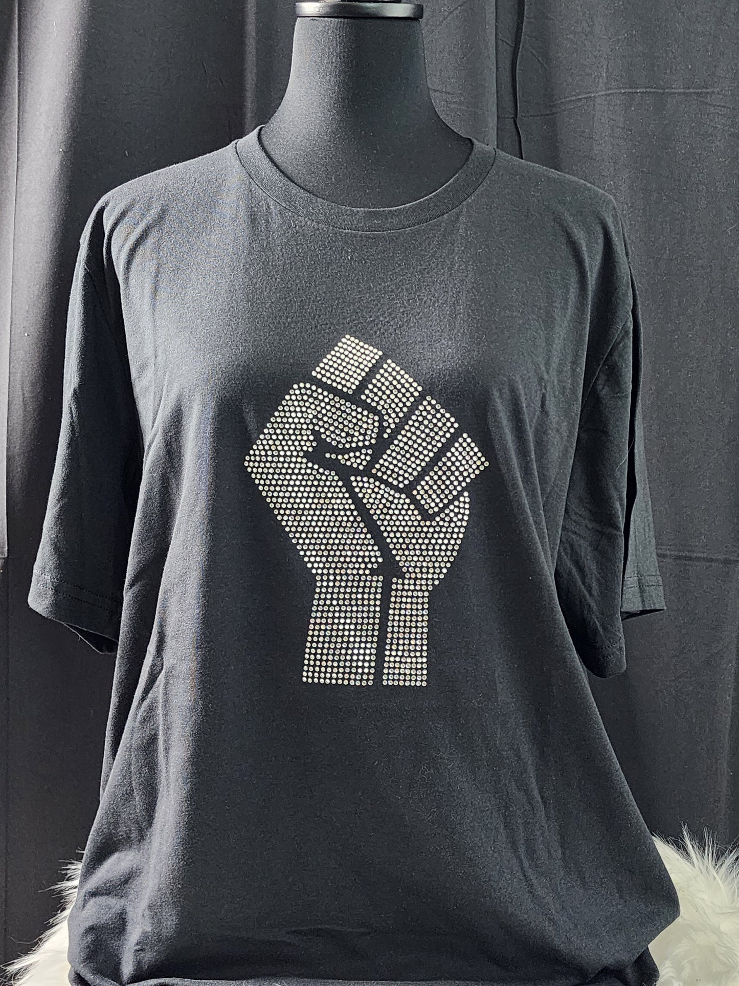 Black Power Fist Bling Tee