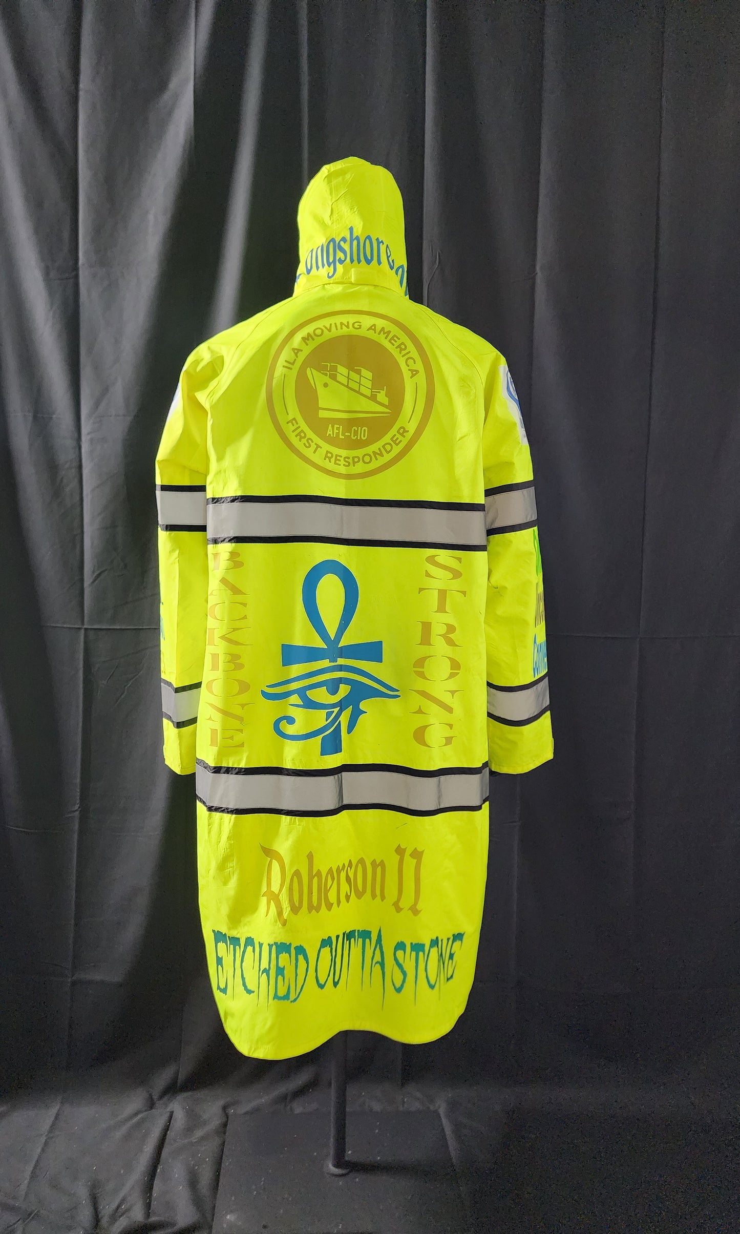 Hi-Visability Safety Rain Trench Coat Nascar Design