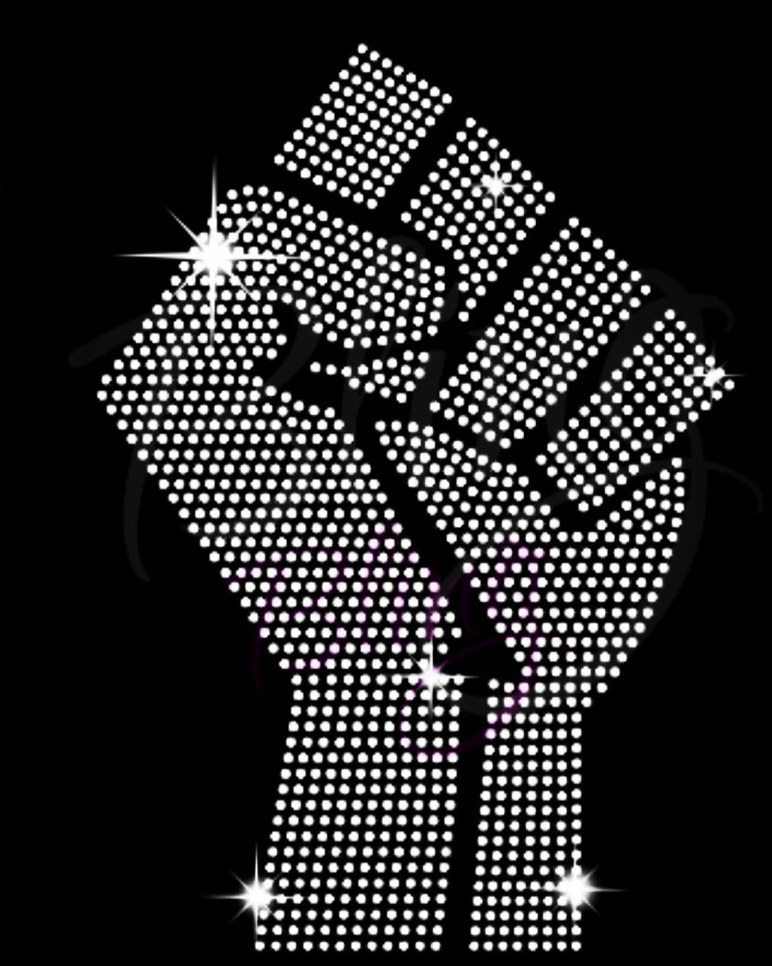 Black Power Fist Bling Tee