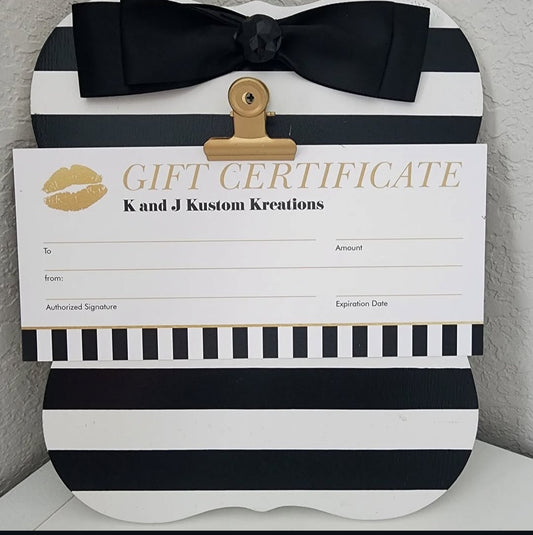 K and J Kustom Kreations Gift Certificate